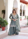 KA 1211 Fendi Silk Sequins Embroidered Work Kurti With Sharara Dupatta Wholesale Online